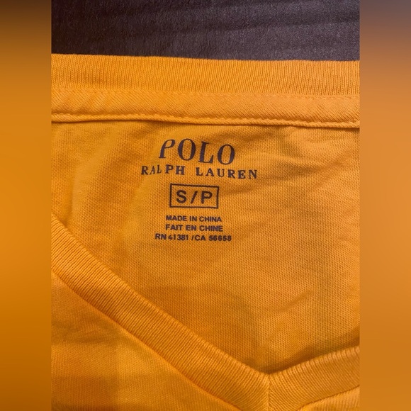 POLO RALPH LAUREN Men’s Classic T-Shirt Size Small Yellow Short Sleeve V-Neck - Picture 4 of 4